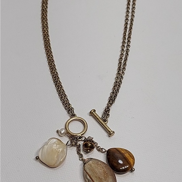 Lia Sophia Matte Gold Tone Charm Dangle Necklace - Picture 3 of 4